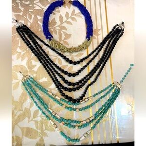 Lot Of 3 beads twist Rope Chain Collar Necklaces Fashion Jewelry